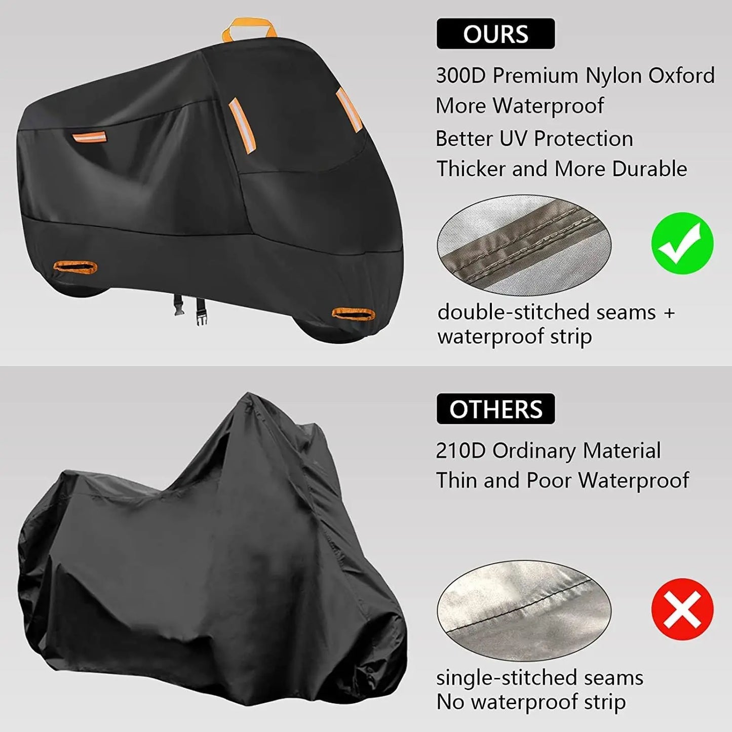 Motorcycle Cover Waterproof All Season Dustproof UV Protective Outdoor Indoor Scooter Wear-resistant